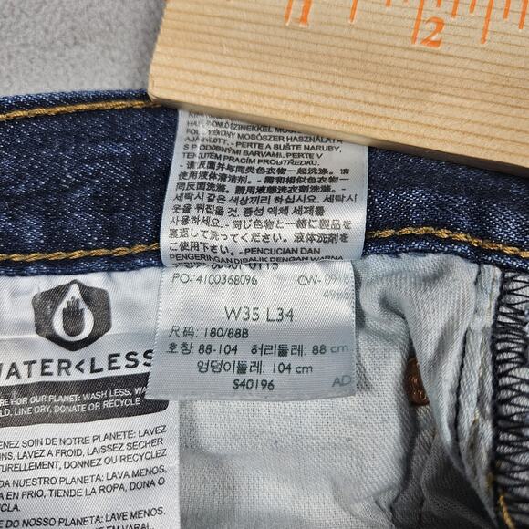 Levis 501 Jeans Mens Size 35x32.5 Straight Fit Cotton Denim Blue Distressed Worn - Picture 10 of 16